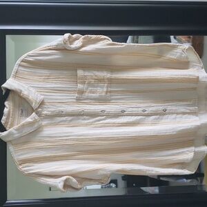 Faherty shirt sz L, off white/yellow stripe